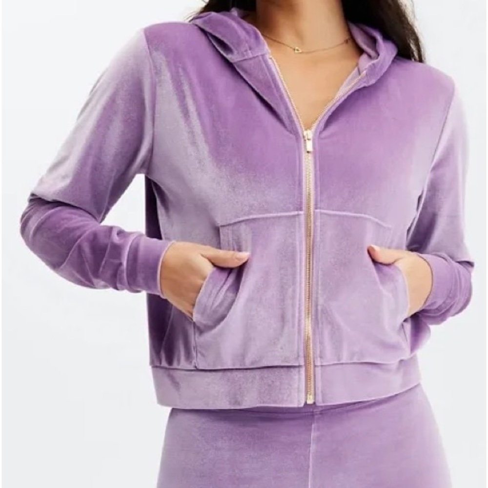 Fabletics Donna Velour Hooded Jacket Euc Small - image 2